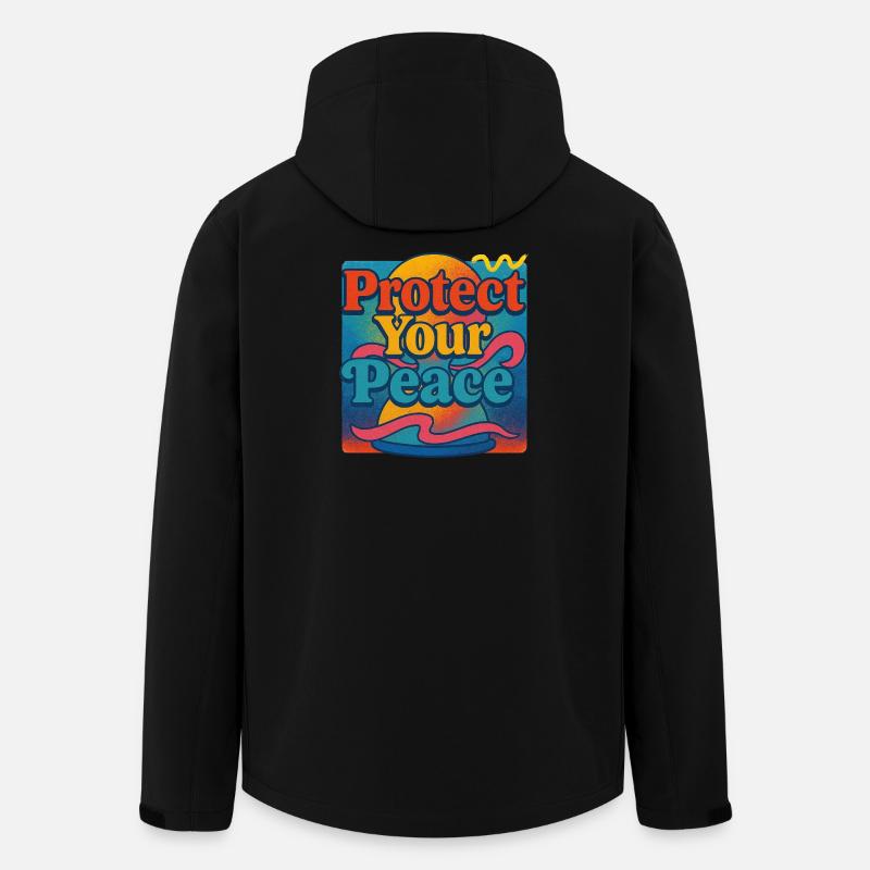 Protect Your Peace Retro Sunset - Men’s Recycled Softshell Jacket by Stanley/Stella - black