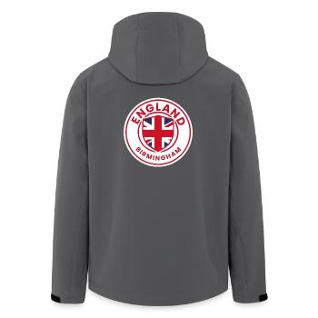 British badge in red, white, blue - Men’s Recycled Softshell Jacket by Stanley/Stella - black - Back - AI Model Male 185 light (185cm)