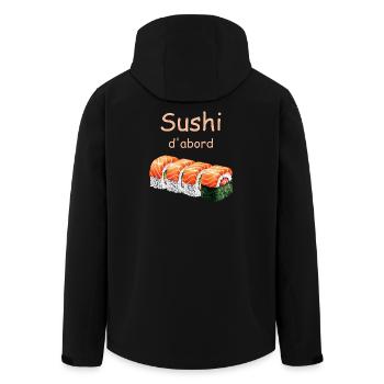 Sushi Erste Illustration - Recycelte Männer Softshell-Jacke von Stanley/Stella - Schwarz - Hinten - AI Model Male 185 light (185cm)