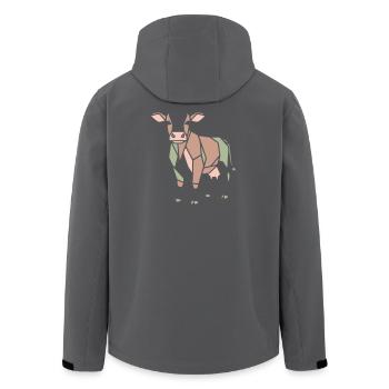 Geometrische Kuh Low Poly Modern - Recycelte Männer Softshell-Jacke von Stanley/Stella - Schwarz - Hinten - AI Model Male 185 light (185cm)
