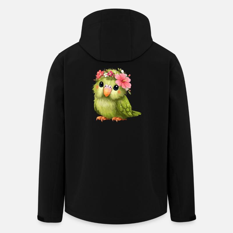 Perroquet en couronne de fleurs - Veste softshell homme en polyester recyclé Stanley/Stella - noir