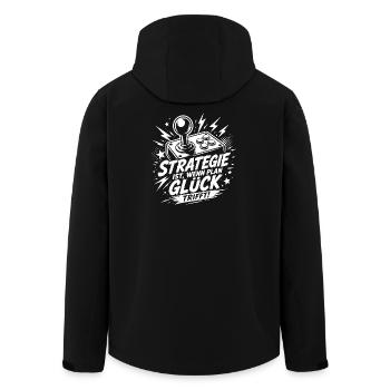 Strategie ist wenn Plan Glück trifft - Recycelte Männer Softshell-Jacke von Stanley/Stella - Schwarz - Hinten - AI Model Male 185 light (185cm)
