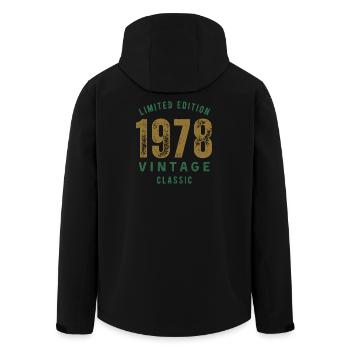Limited Edition 1978 Vintage Classic Birthday Year - Men’s Recycled Softshell Jacket by Stanley/Stella - black - Back - AI Model Male 185 light (185cm)