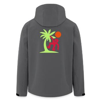 Affe Palme Sonne - Recycelte Männer Softshell-Jacke von Stanley/Stella - Schwarz - Hinten - AI Model Male 185 light (185cm)