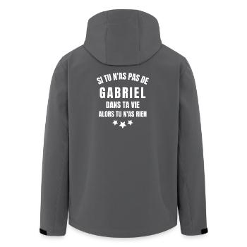 Gabriel, prénom Gabriel, anniversaire Gabriel - Veste softshell homme en polyester recyclé Stanley/Stella - charbon - Dos - AI Model Male 185 light (185cm)