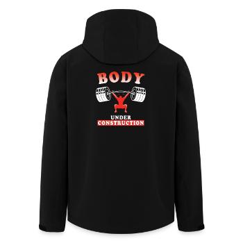 Corps En Construction - texte Pour Bodybuilders - Veste softshell homme en polyester recyclé Stanley/Stella - noir - Dos - AI Model Male 185 light (185cm)