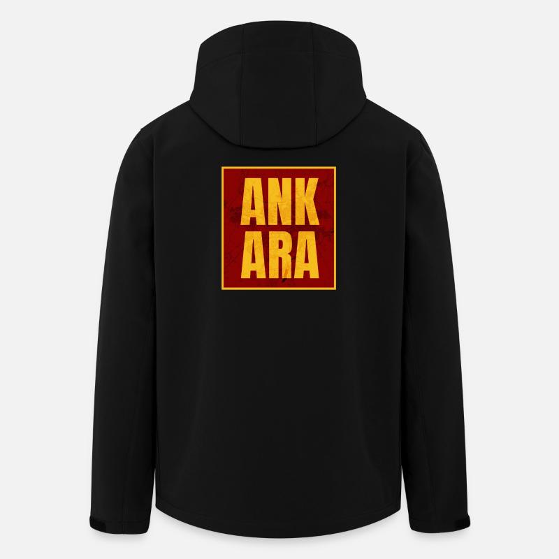 Ankara Lettres majuscules Jaune Rouge - Veste softshell homme en polyester recyclé Stanley/Stella - noir