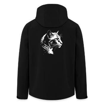 Katze 5 - Recycelte Männer Softshell-Jacke von Stanley/Stella - Schwarz - Hinten - AI Model Male 185 light (185cm)