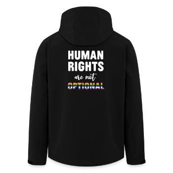 LGBT Pride Month - Human Rights Are Not Optional - Men’s Recycled Softshell Jacket by Stanley/Stella - black - Back - AI Model Male 185 light (185cm)