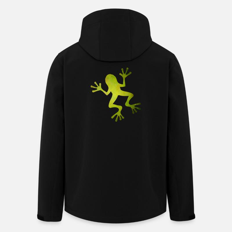 Grüne Frosch Silhouette in Tropen-Optik - Recycelte Männer Softshell-Jacke von Stanley/Stella - Schwarz