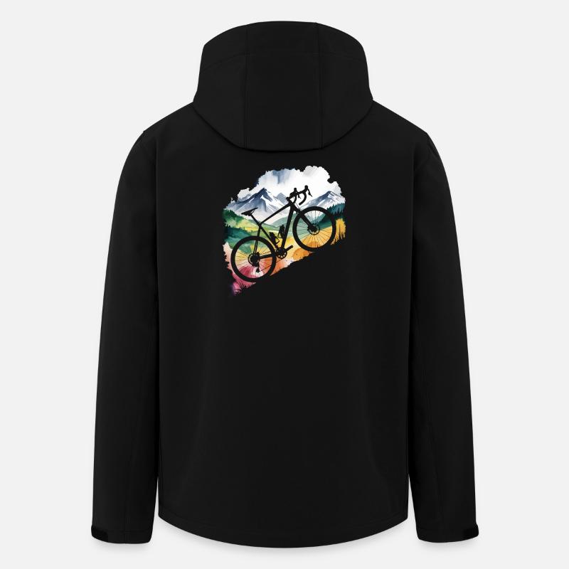 Scène d’aventure en VTT - Veste softshell homme en polyester recyclé Stanley/Stella - noir