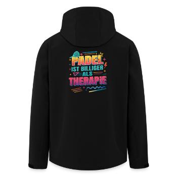 Padel drôle - Moins cher que la thérapie - Veste softshell homme en polyester recyclé Stanley/Stella - noir - Dos - AI Model Male 185 light (185cm)