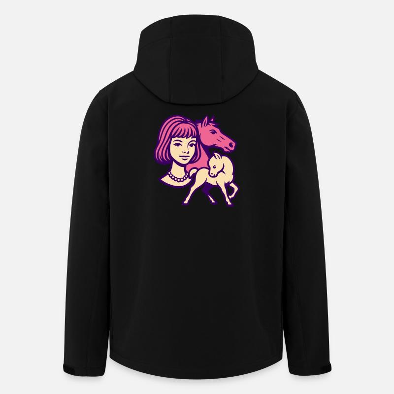 Fille Cheval Pop Art Rose - Veste softshell homme en polyester recyclé Stanley/Stella - noir
