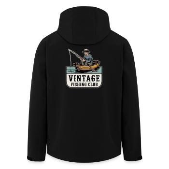 Retro Angler Motif - Men’s Recycled Softshell Jacket by Stanley/Stella - black - Back - AI Model Male 185 light (185cm)
