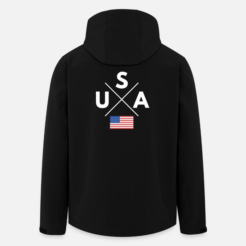 USA Cross Logo - Men’s Recycled Softshell Jacket by Stanley/Stella - black