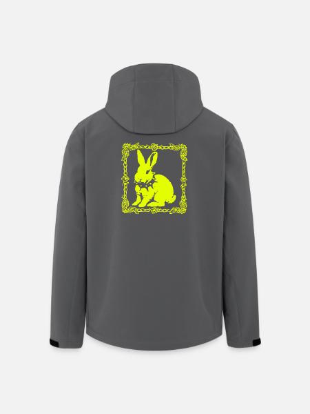 Neon yellow bunny in baroque frame - Men’s Recycled Softshell Jacket by Stanley/Stella - black