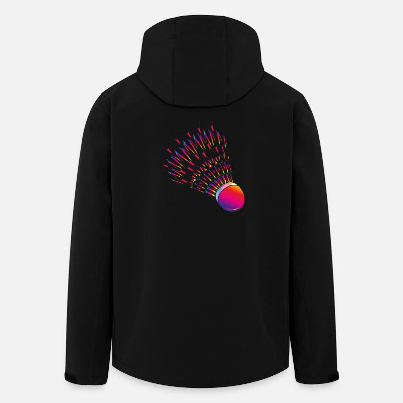 Bunter Federball – dynamisches Badminton Motiv - Recycelte Männer Softshell-Jacke von Stanley/Stella - Schwarz
