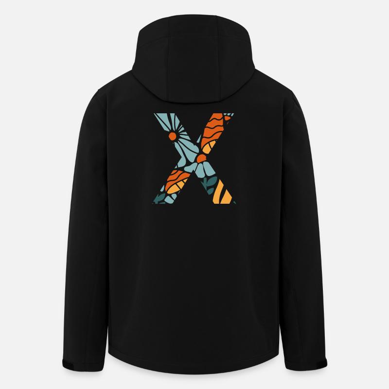 Lettre x fleurs groovy idée cadeau - Veste softshell homme en polyester recyclé Stanley/Stella - noir
