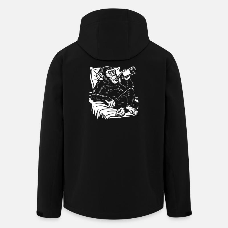 Le chimpanzé espiègle boit une bière - Veste softshell homme en polyester recyclé Stanley/Stella - noir
