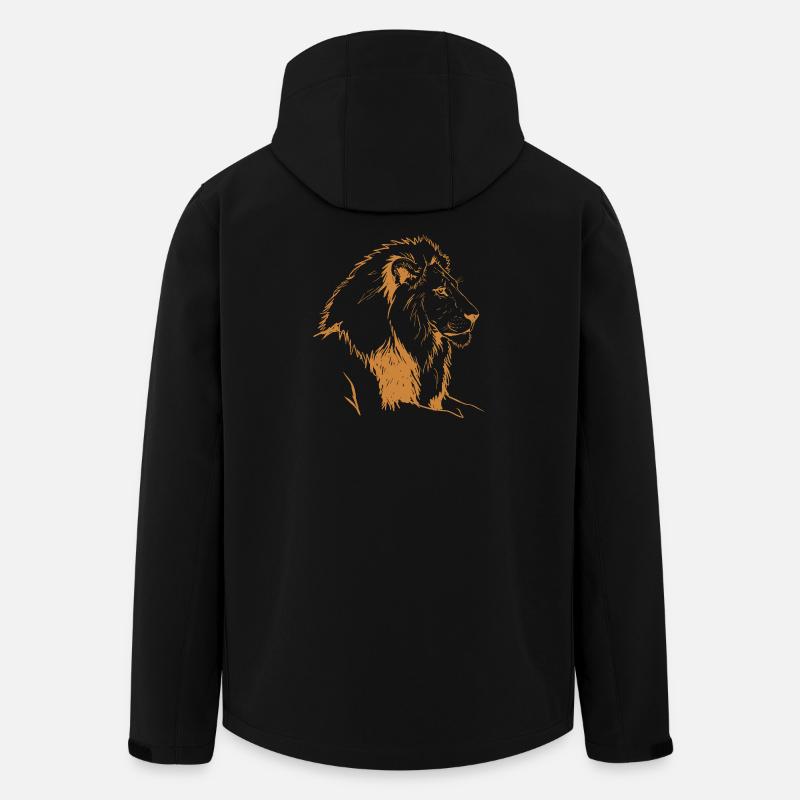 Bronzener Löwe Linienillustration - Recycelte Männer Softshell-Jacke von Stanley/Stella - Schwarz