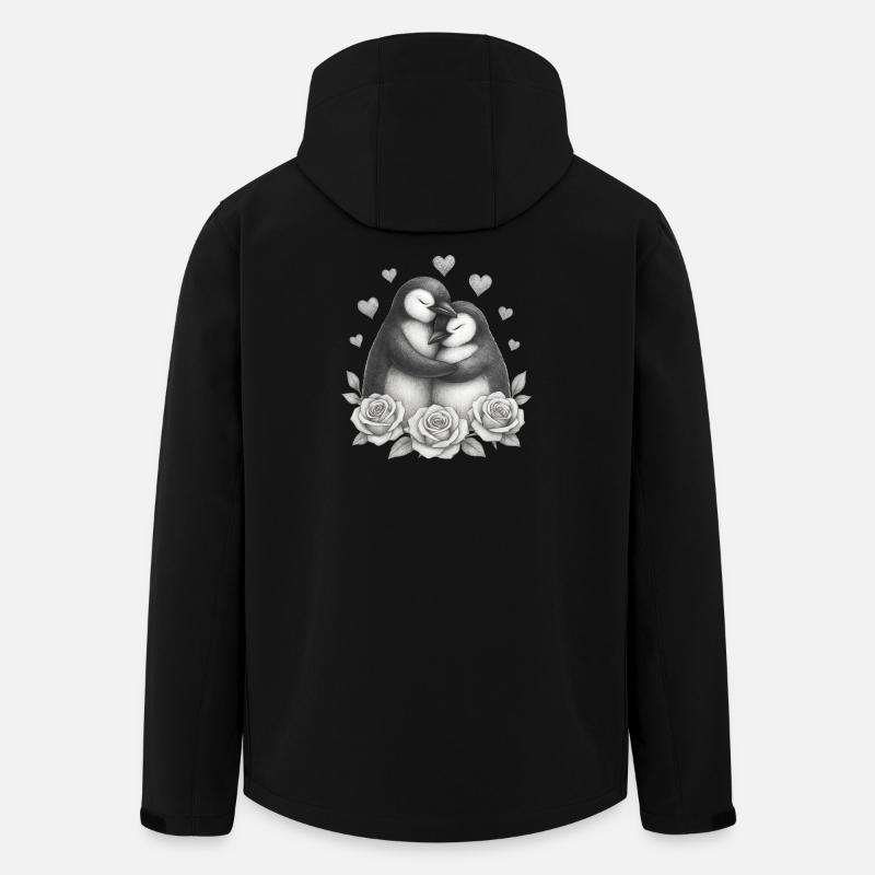 Liebesduo Pinguin Rosen - Recycelte Männer Softshell-Jacke von Stanley/Stella - Schwarz