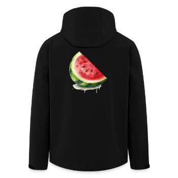 Aquarell-Wassermelone Scheibe - Recycelte Männer Softshell-Jacke von Stanley/Stella - Schwarz - Hinten - AI Model Male 185 light (185cm)