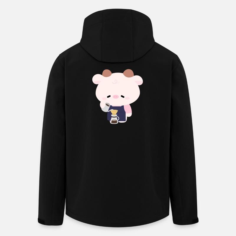 Kawaii Cow Barista  - Men’s Recycled Softshell Jacket by Stanley/Stella - black