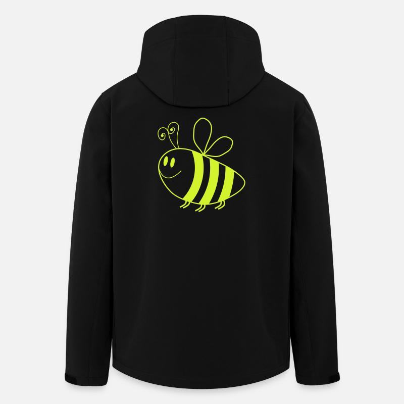 Glowing Honey Bee – Neon Green Cartoon - Men’s Recycled Softshell Jacket by Stanley/Stella - black
