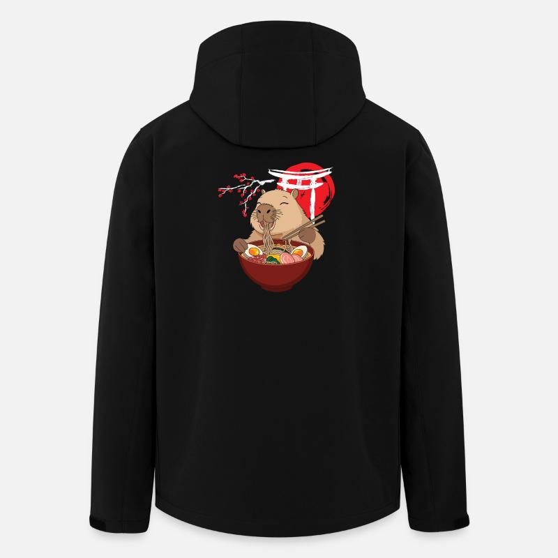 Capybara Eats Ramen Soup Cute Funny - Men’s Recycled Softshell Jacket by Stanley/Stella - black
