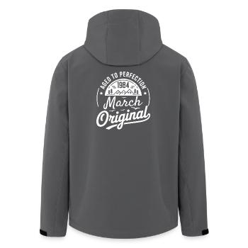 März 1984 – Legende der Gipfel und Berge - Recycelte Männer Softshell-Jacke von Stanley/Stella - Anthrazit - Hinten - AI Model Male 185 light (185cm)