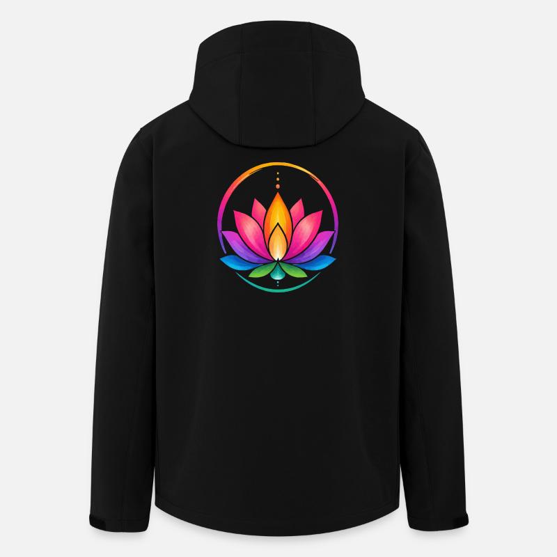 Rainbow Lotus in a Circle - Men’s Recycled Softshell Jacket by Stanley/Stella - black