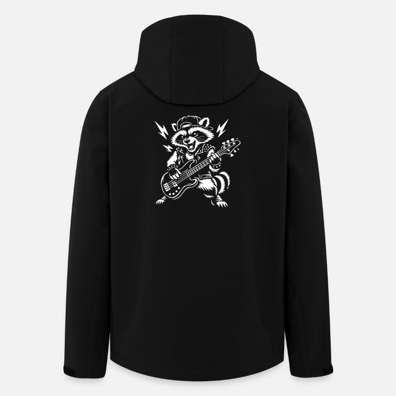 Raccoon jouant de la basse - Veste softshell homme en polyester recyclé Stanley/Stella - noir
