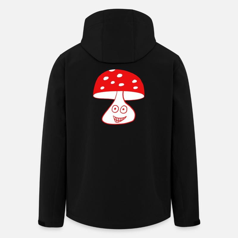 Cheerful mushroom with face - Men’s Recycled Softshell Jacket by Stanley/Stella - black