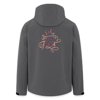 HERE TO FIESTA - Recycelte Männer Softshell-Jacke von Stanley/Stella - Schwarz - Hinten - AI Model Male 185 light (185cm)