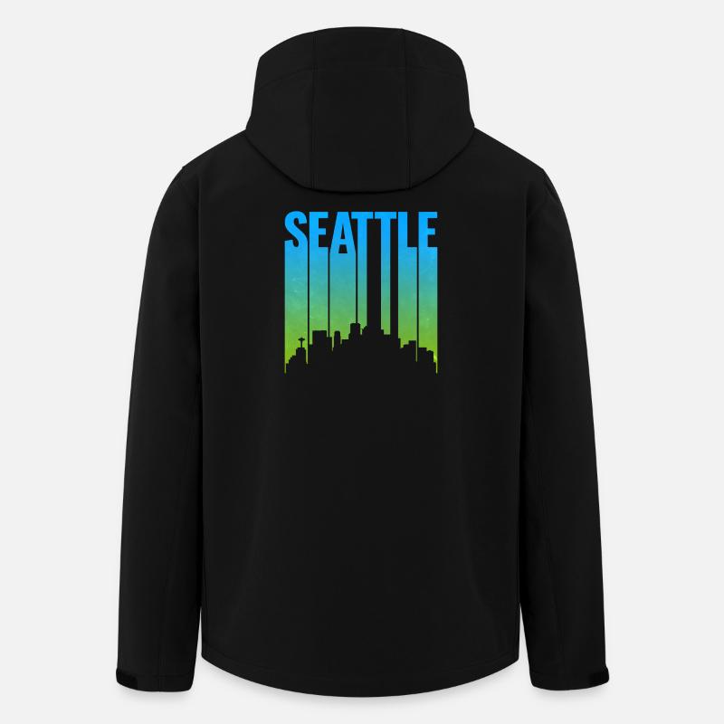 Seattle Neon Skyline Art Print - Men’s Recycled Softshell Jacket by Stanley/Stella - black