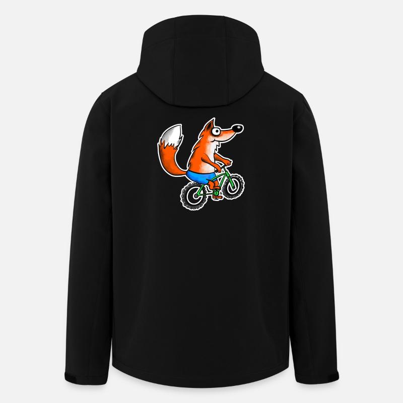 Fox with mountain bike - Men’s Recycled Softshell Jacket by Stanley/Stella - black