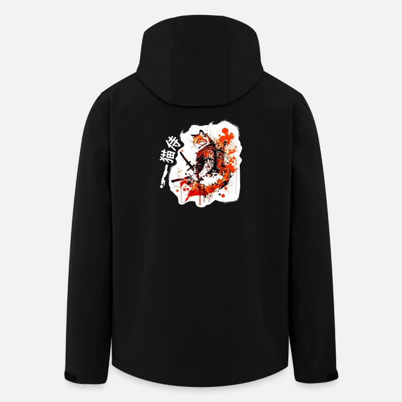 Samurai Cat in Red - Men’s Recycled Softshell Jacket by Stanley/Stella - black