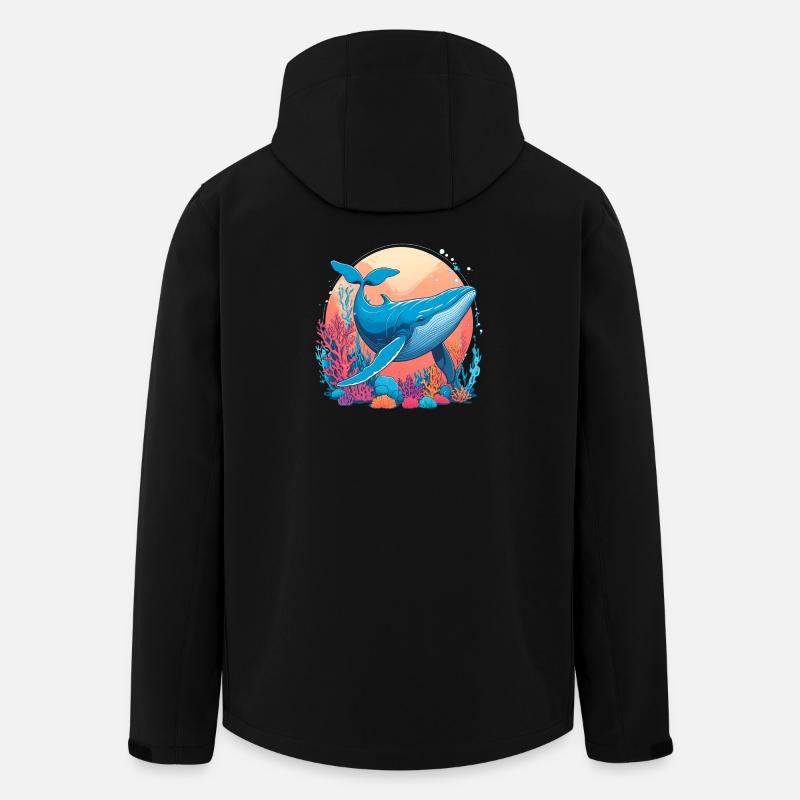 Blue Whale Drawing - Men’s Recycled Softshell Jacket by Stanley/Stella - black