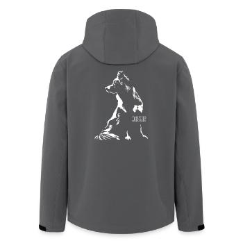 Aussie Silhouette Australian Shepherd Wilsigns - Men’s Recycled Softshell Jacket by Stanley/Stella - black - Back - AI Model Male 185 light (185cm)