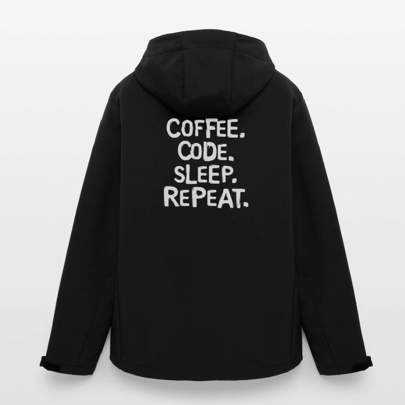 Coffee Code Sleep - Répéter le travail du programmeur Veste softshell homme en polyester recyclé Stanley/Stella