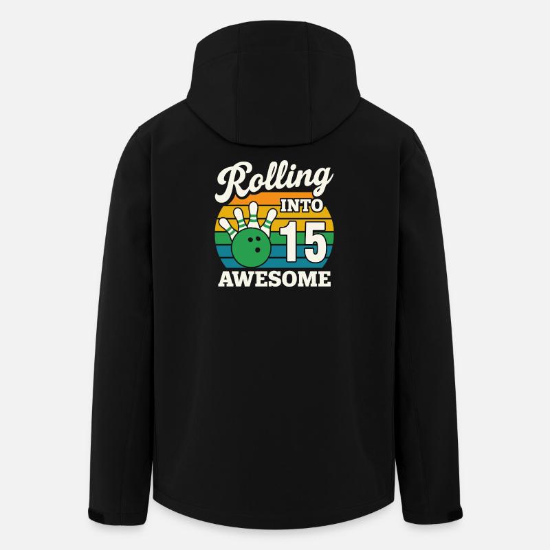 Retro Bowling 15th Birthday Celebration - Men’s Recycled Softshell Jacket by Stanley/Stella - black