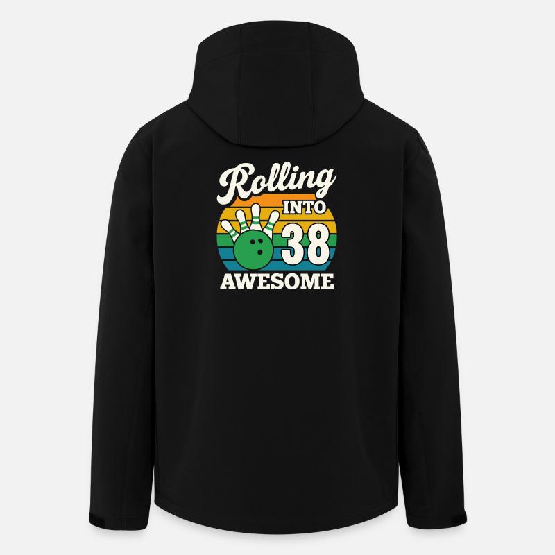 Bowling 38e anniversaire célébration graphique - Veste softshell homme en polyester recyclé Stanley/Stella - noir