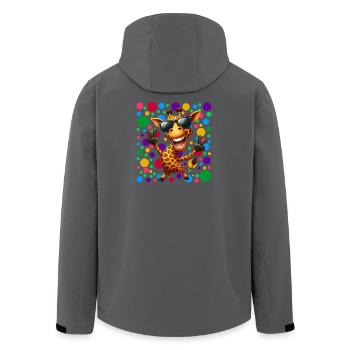 Cool Giraffe Cartoon – Colourful Polka Dot Fun - Men’s Recycled Softshell Jacket by Stanley/Stella - black - Back - AI Model Male 185 light (185cm)