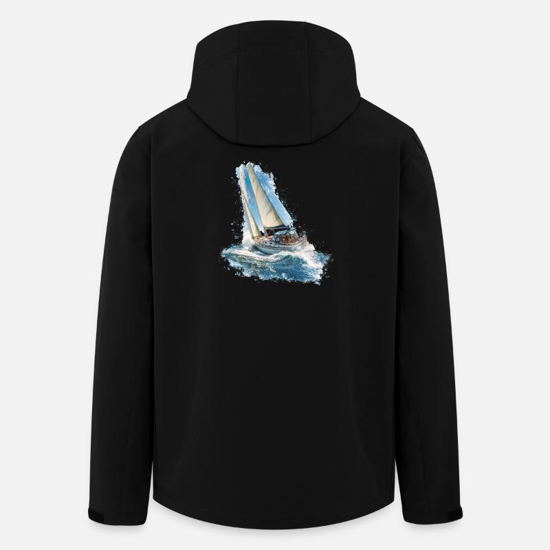 Segelboot im Wellenrauschen - Recycelte Männer Softshell-Jacke von Stanley/Stella - Schwarz