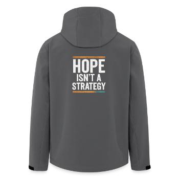 Hoffnung ist keine Strategie, motivierendes Sprichwort - Recycelte Männer Softshell-Jacke von Stanley/Stella - Schwarz - Hinten - AI Model Male 185 light (185cm)