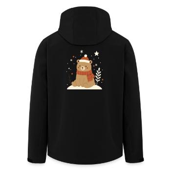 Ours avec chapeau de Père Noël – motif animalier pour l’hiver - Veste softshell homme en polyester recyclé Stanley/Stella - noir - Dos - AI Model Male 185 light (185cm)