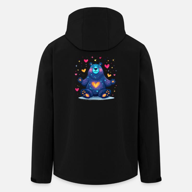 Kosmischer Herzbär Neonfarben - Recycelte Männer Softshell-Jacke von Stanley/Stella - Schwarz