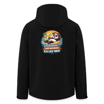Panda beach holiday: work? Not to me - Men’s Recycled Softshell Jacket by Stanley/Stella - black - Back - AI Model Male 185 light (185cm)