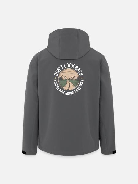 Se ikke tilbage, du går ikke den vej, motivation - Stanley/Stella herre softshelljakke i genanvendt polyester - sort