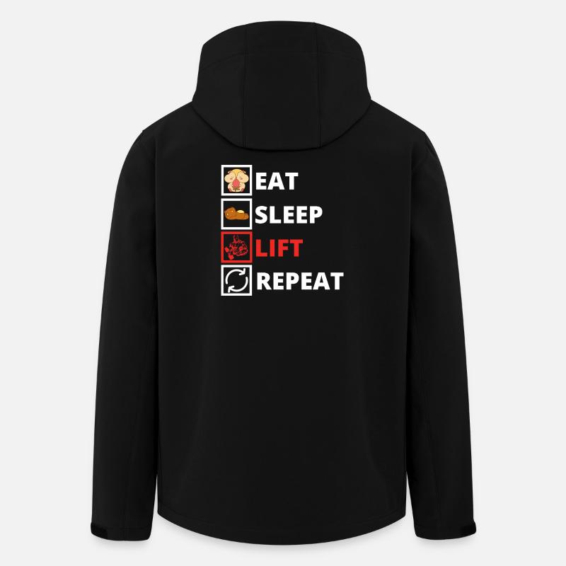 Eat Sleep Lift Repeat - Recycelte Männer Softshell-Jacke von Stanley/Stella - Schwarz